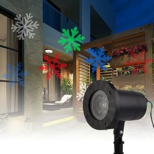 cjc Moving Snowflakes Projector Light, Projection Spotlight Christmas Lamp, LED Landscape Projector Light for Indoor/Outdoor, Xmas Light, Home Decor, Wall Decoration, Party Lighting (Colorful)