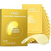ICIKOL Collagen Under Eye Patches for Puffy Eyes and Dark Circles, Under Eye Mask for Dark Spots with Turmeric, Hydrating Undereye Mask Patches, Christmas Small Gifts for Women (12 Pairs, Turmeric)