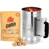 SUNLIFER Charcoal Chimney Starter, BBQ Grill Quick Rapid Fire | Starter Chimney for Outdoor Barbecue Cooking Camping, Sturdy and Easy to Use, Stainless Steel（10.62" x 6.3"）