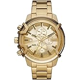 Diesel Men's 48mm Griffed Quartz Stainless Steel Chronograph Watch, Color: Gold (Model: DZ4573)