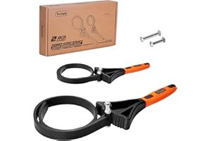 Toolwiz Rubber Strap Wrench Set, 2pcs Oil Filter Wrench with Large Diameter 6" and 4", Universal Adjustable Rubber Belt for P