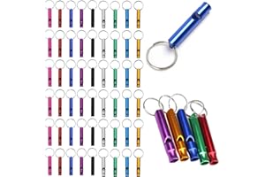 50 Pieces Emergency Whistle with Keychain Aluminum Survival Whistle Key Chain for Camping Hiking Boating Hunting Fishing