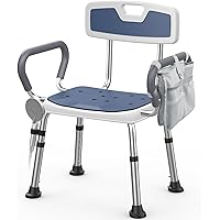 Lemagalu Shower Chair for Elderly and Disabled (200kg) Adjustable Height Shower Seat for Inside Shower with Padded Wide Armre