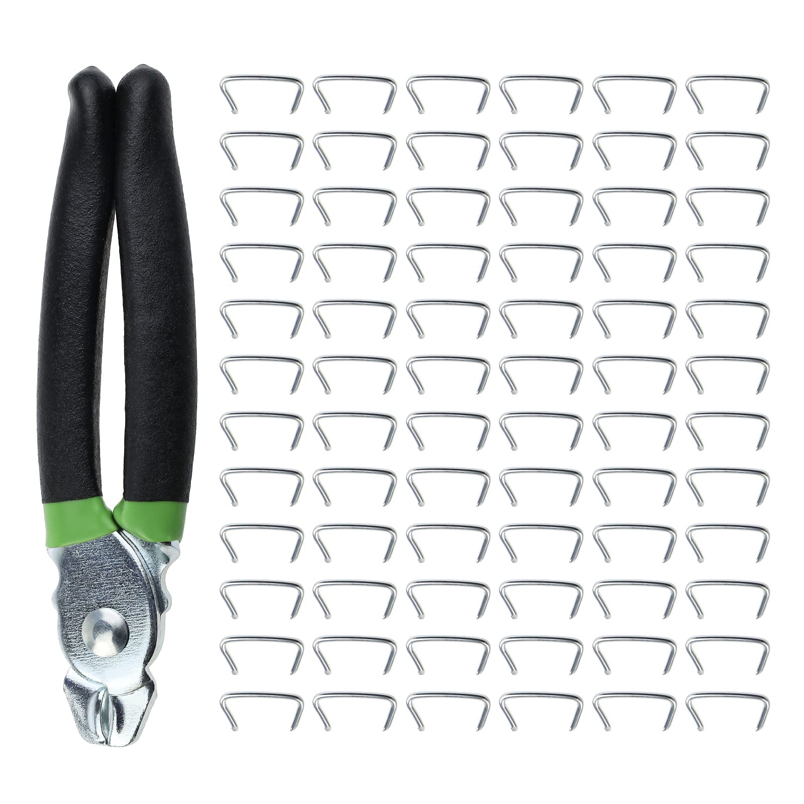 The Lord of the Tools Hog Ring Pliers Hand Tool Stainless Steel Black with 300pcs Galvanized Sharp Tip Hog Rings fit for Auto & Furniture Uphoslstery Fences Pet Cages Car Cushions