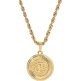 CHRISTIN MARIE STUDIO 18k Gold Plated Zodiac Necklace & Pendant - Gold Necklace for Women & Men, Tarnish & Water Resistant, Birthday Gifts for Women & Men