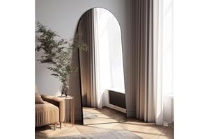 PexFix Arched Full Length Mirror Arched Wall Mirror Floor Mirror with Stand Contemporary Full Length Mirror with Black Wood Frame, 65"x22"
