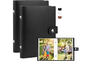 2 Pack Small Photo Album 5x7 Holds 52 Pictures Leather Cover 5 x 7 Album Mini Picture Book Acid Free Inner Pages Portable Alb
