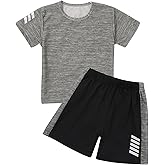 KKmeter Boys' Sports Suit Short Sleeve T-Shirt Tops with Shorts Summer Quick-drying Clothing Set Jogging Football Tracksuit
