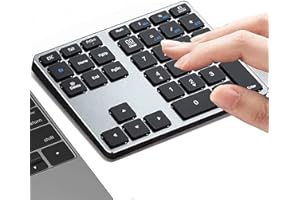 Bluetooth Number Pad, Multi-Device Wireless Numeric Keypad, Acedada Aluminum Dual Mode 3-in-1 (BT1+BT2+USB) Portable Slim Blu