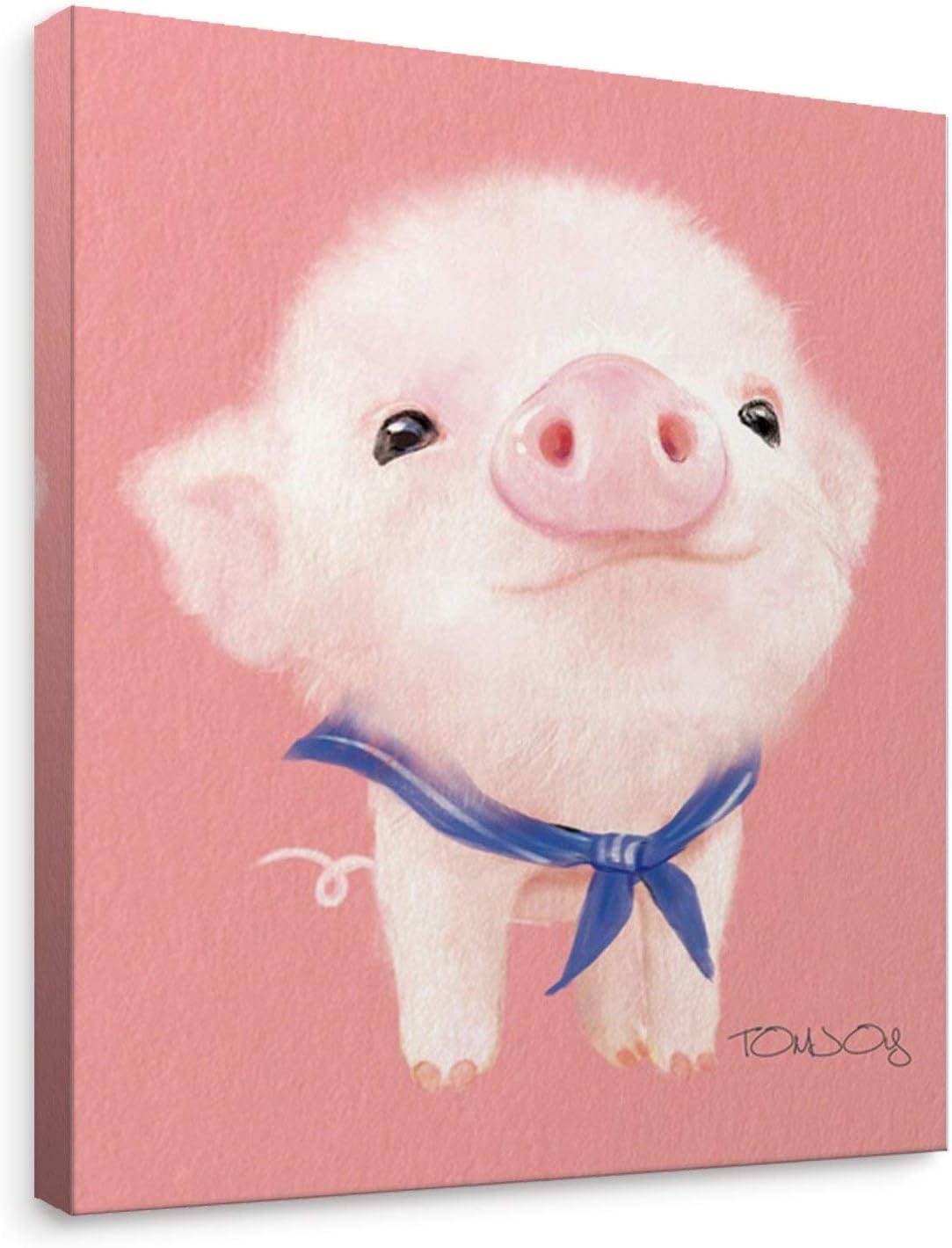 Niwo Art-Pink Piggy,Cute Animals Canvas Wall Art Home Decor,Framed Ready to Hang
