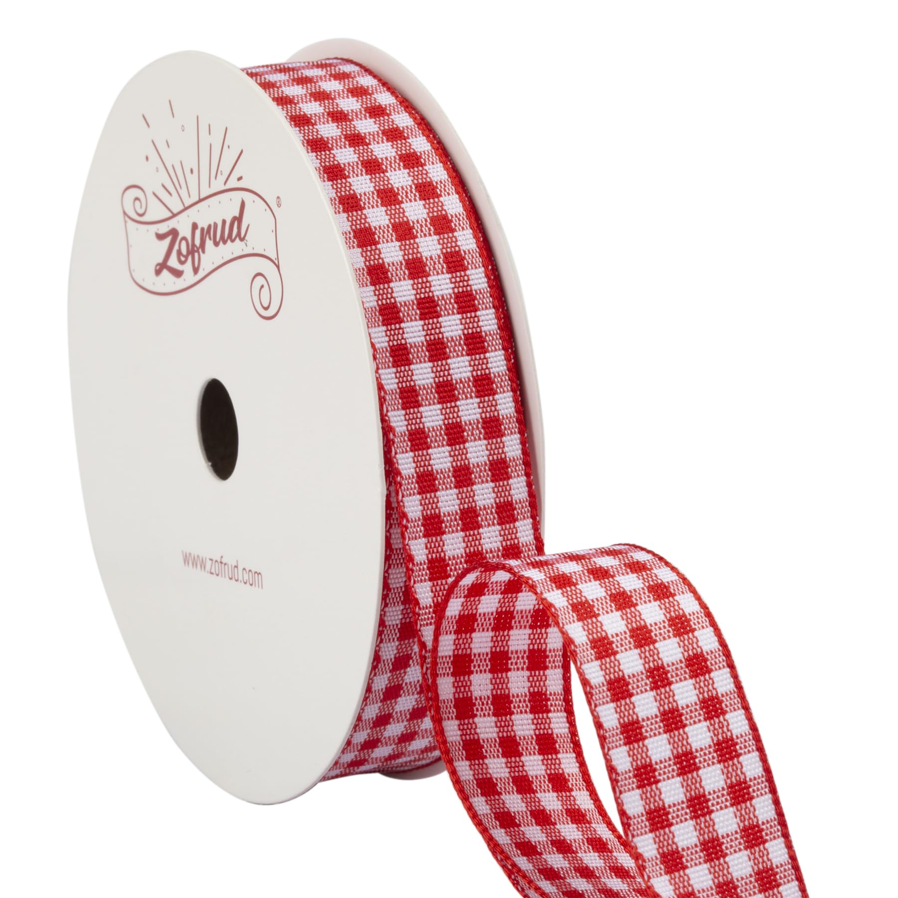 Zofrud Red Gingham Ribbon Checkered Plaid Ribbon - 16mm x 9 Meters - Ideal for Gift Wrapping, Baking Crafts, and Party Decorations