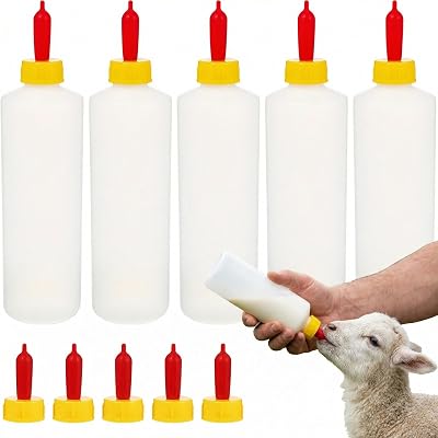 Hemoton 5 Sets Lamb Feeding Bottle 400ml with Extra Nipples for Lambs Pets