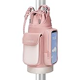 YOREPEK Insulated Magnetic Gym Bag for Women, Magnetic Water Bottle Holder with Diy Woven Hand Strap, Phone & Pouch for Air Tag, Water-Resistant Bottle Bag for Gym, Work, Outdoor, Pink
