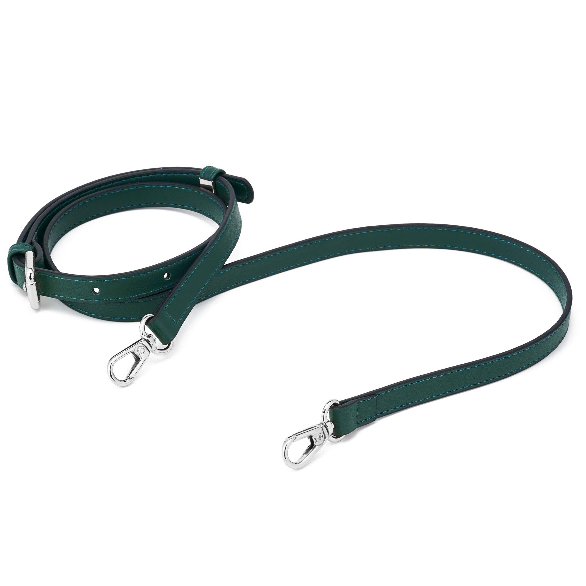 Microfiber Leather Bag Straps,Adjustable Bag Strap Replacement,Shoulder Straps for Women Wallet Purse Handbags,Spare Crossbody Bag Strap Extender with Swivel Hooks(Silver-Green)