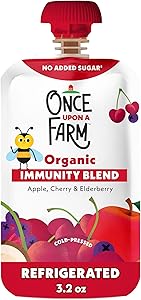 Once Upon a Farm Organic Apple, Cherry & Elderberry Immunity Blend, 3.2 Oz Pouch