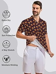 Xdceu Halloween Golf Polos for Men - Funny Golf