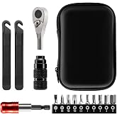 Bike Repair Tool Kit with Ratchet Wrench in Portable Multifunction Tool Set | Ultra-compact, crafted from high-strength alloy, include a ratchet wrench, 10 magnetic bits, 2 tire levers