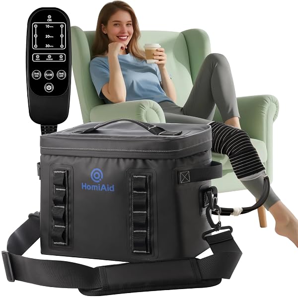 HOMIAID COLD THERAPY MACHINE WITH PROGRAMMABLE TIMER, PORTABLE ICE MACHINE FOR KNEE AFTER SURGERY,KNEE REPLACEMENT,ACL, PAIN RELIEF, FOR SPORTS INJURIES, SPRAINS, REDUCE SWELLING, KNEE PAD