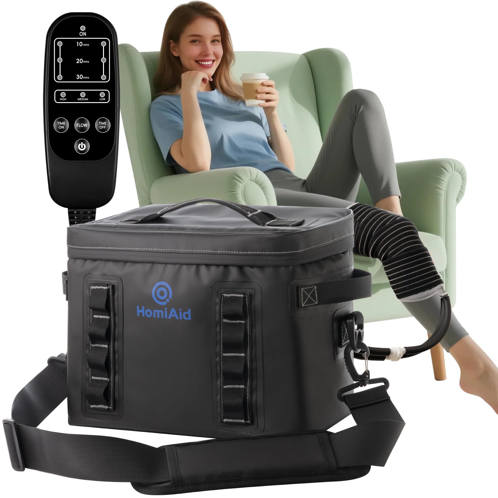 Photo 1 of HomiAid Cold Therapy Machine with Programmable Timer, Portable Ice Machine for Knee After Surgery,Knee Replacement,ACL, Pain Relief, for Sports Injuries, Sprains, Reduce Swelling, Knee Pad