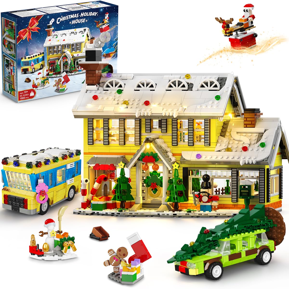 Photo 1 of *MISSING PARTS*
CUBIMANA 2025 Christmas Gingerbread House Village Building Set with Light - 1993PCS Holiday Snow Village Mini Building Blocks Toy with Bus & Pickup Truck Xmas Gifts for Adults Kids Boys Girls Age 12+