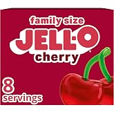 Jell-O Gelatin Dessert Mix, Family Size, Cherry, 6 oz Box | 90 Calories per Serving, Sweet Gelatin Dessert, Just Stir with Boiling &amp; Cold Water, Sealed Pouch for Freshness
