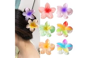JNYVE Hawaiian Flower Hair Clips for Women - 6 Pack Flower Hair Claw Clips for Thin Hair Thick Hair