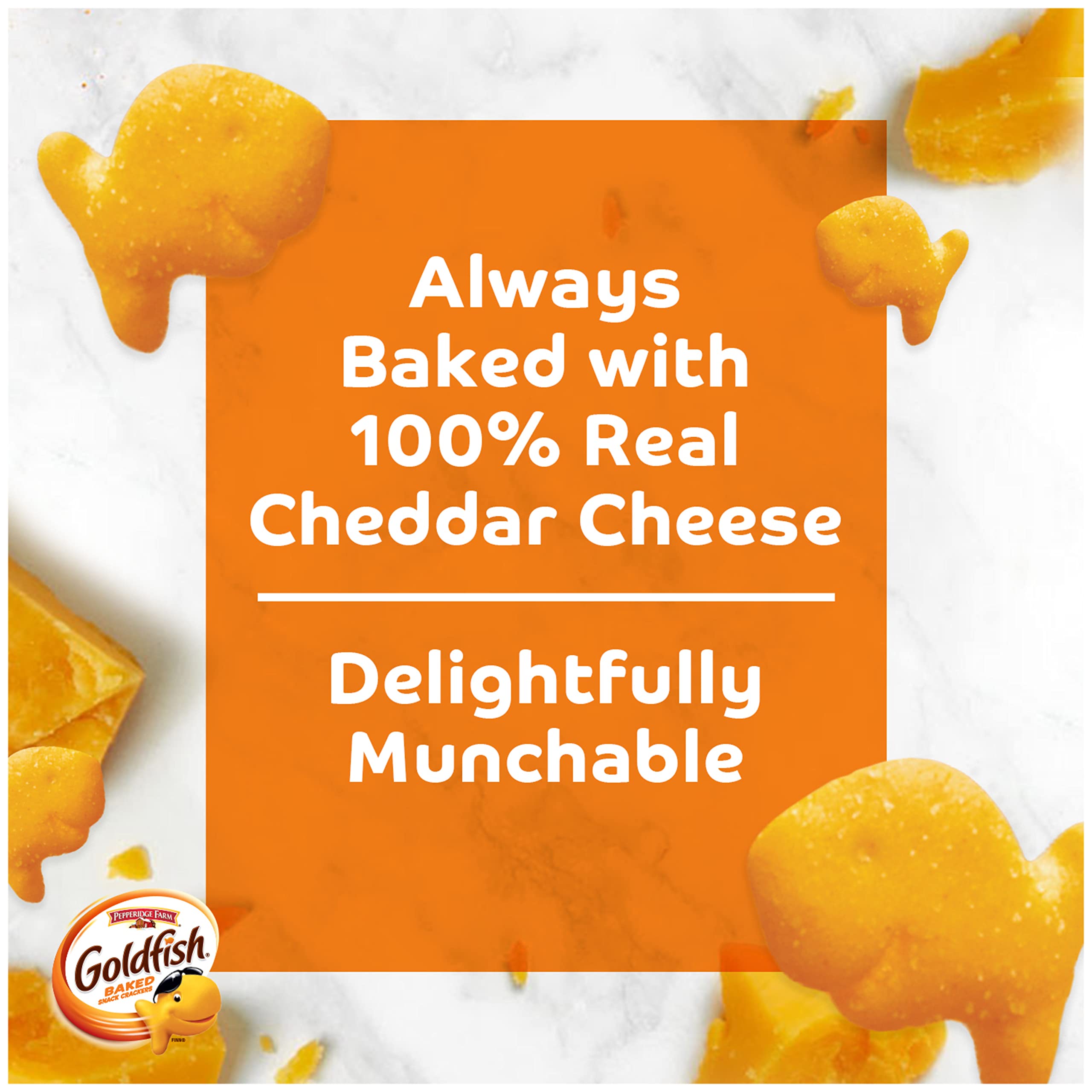 Goldfish Cheddar Cheese Crackers, Baked Snack Crackers, 1 oz On-the-Go Snack Packs, 9 Count Tray