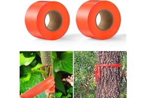 Shangyuan Hunting Trail Marking Ribbon, Non-Adhesive Flagging Tape for Tracking Trees Branches Path Hunt Stand, Fluorescent Ribbon for Deer Dove Hunting Safety, 2" Width, 150' Length, Orange, 2pcs