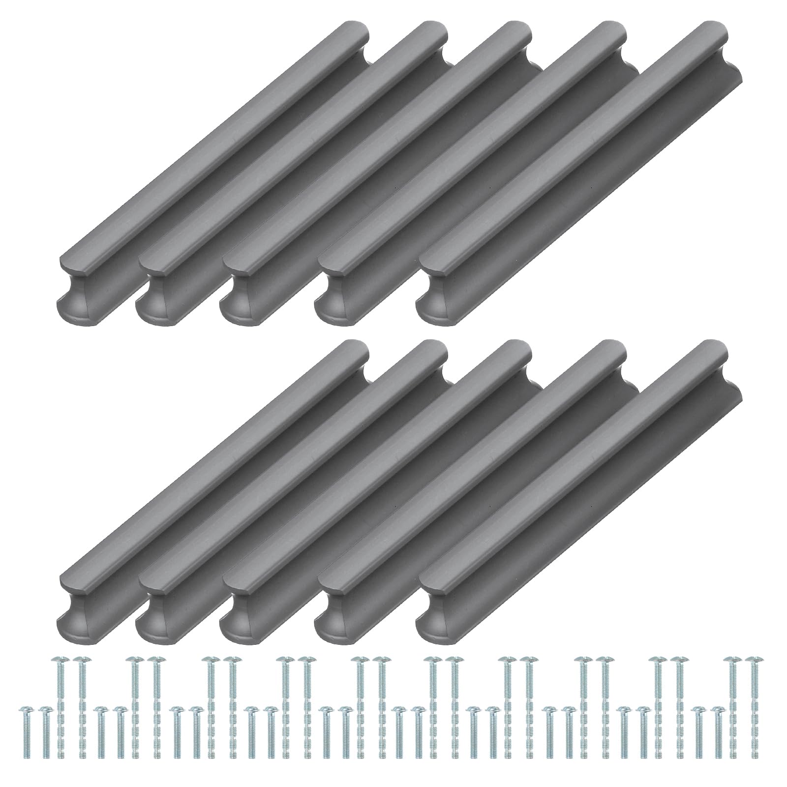 PATIKIL Door Handles 3.78 Inch (96mm) Hole Center, 10 Pack Brushed Pulls Kitchen Drawer Hardware for Cupboard Drawer Pulls, Gray