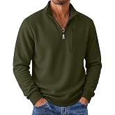 CloudFruit Men Quarter Zip Pullover Big and Tall Shirt | M-5xl Cotton Mock Turtleneck Tops, Long Sleeve Collared Pullovers, Golf Fall Dress Sweatshirts, Sweaters for Casual, Business