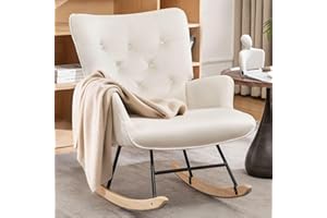 YSICK Rocking Chair for Nursery, Comfy Velvet Fabric Glider Rocker, Reading Chair with Support Seating and Side Pockets, Rock