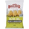 Boulder Canyon Kettle Cooked Potato Chips, Cooked in 100% Olive Oil, Wavy Canyon Cut, NON-GMO Verified, Gluten Free, Sea Salt & Cracked Pepper, 6 Ounce (Pack of 12)
