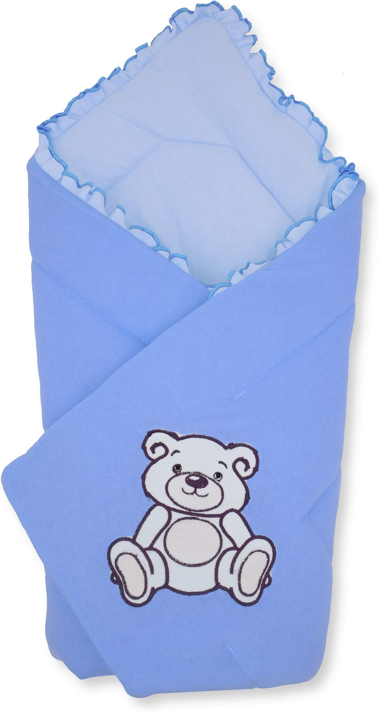 BlueberryShop Jersey Baby Swaddle Wrap Bedding Blanket | Sleeping Bag for Newborns | Intended for Kids Aged 0-3 Months | Perfect as a Baby Shower Gift | 78 x 78 cm | Blue
