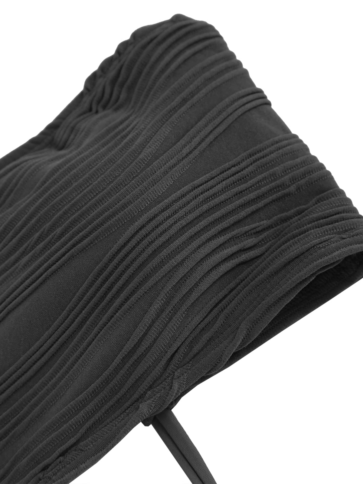 ZAFUL Women Strapless Textured Bandeau Bikini 2 Piece Swimwear Cheeky Solid Lace up Bathing Suits(1-Dark Gray,M) - Image 8