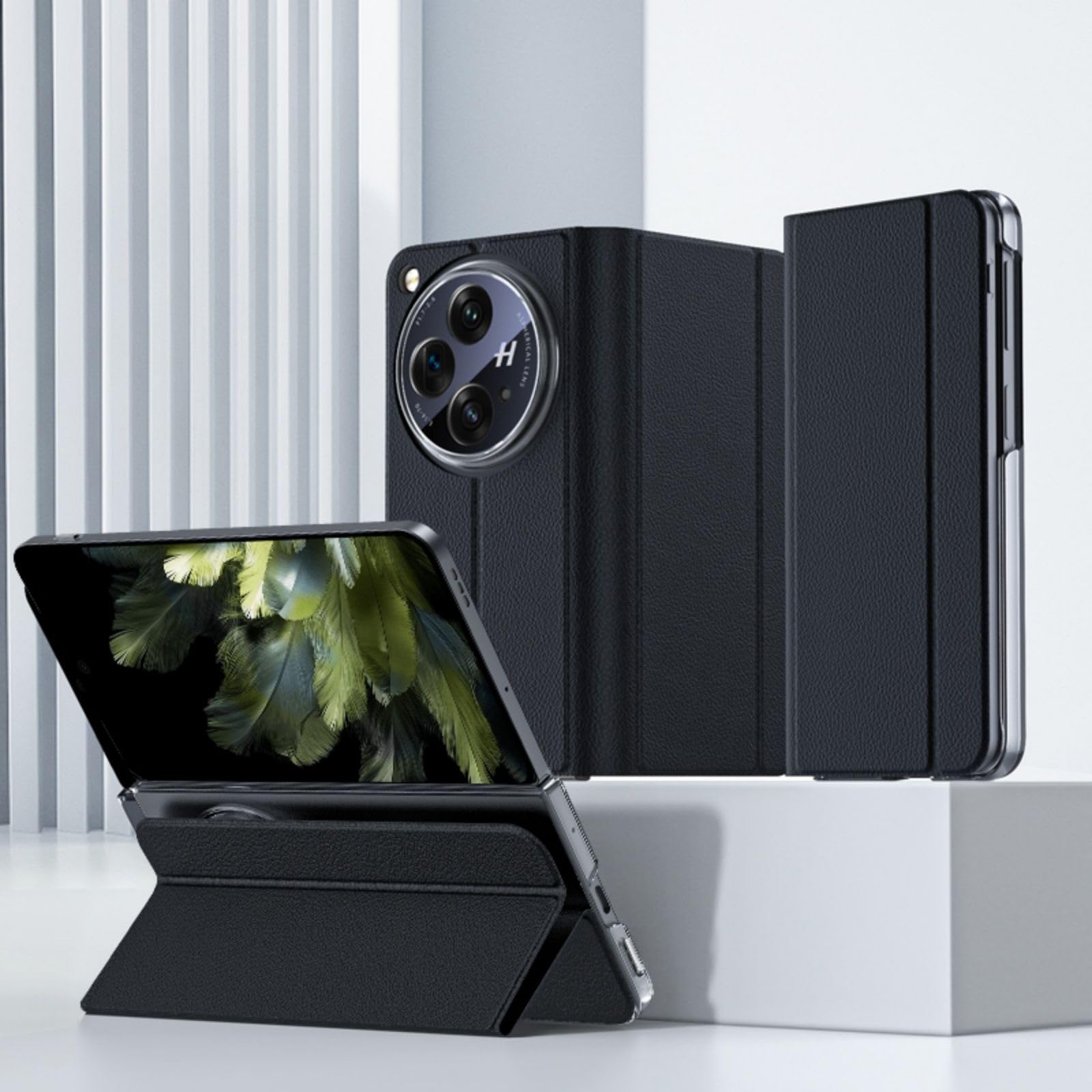 Hülle Case for OnePlus Open Magnetic Flip Cover,Kickstand Leather Flap Folio Shell for OnePlus Open/Oppo Find N3(1)