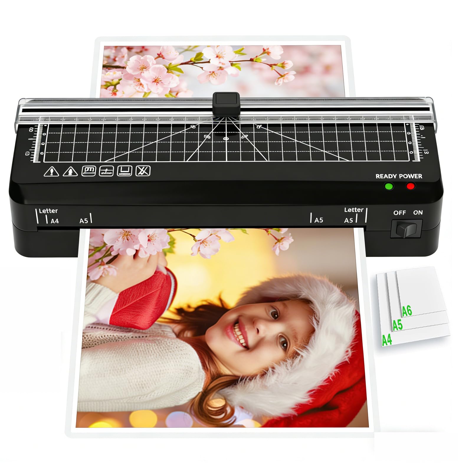 Laminator, A4 Laminator Machine, Thermal Laminating 70s Fast Warm-up with Build in Trimmer, Portable Personal Laminating Machine with NTC Technology for Home, Office, School (A4+10pics)