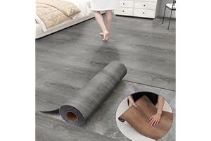 Chejiaye Luxury Thicken Wood Grain Peel and Stick Floor Tiles 17.72" x 118" Self-Adhesive Vinyl Flooring Roll-DIY Easy for Wall and Floor,Hard Surface/Waterproof/Anti Slip/Anti Dent(Grey 14.5 Sq.Ft.)