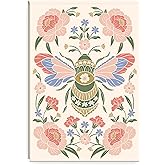 Lady Jayne Large Notepad with Hardcover and Flip Top Stand – 60 Perforated Sheets with Artwork, 6.875" x 10" – Wildflower Meadow Floral Bee (82038)
