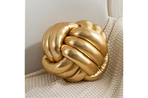 TESICA Handmade Round Knot Ball Pillow Pillow Plush Pillow Knotted Pillow Bedroom Decor Plush Knot Medium Size 11Inch Gold