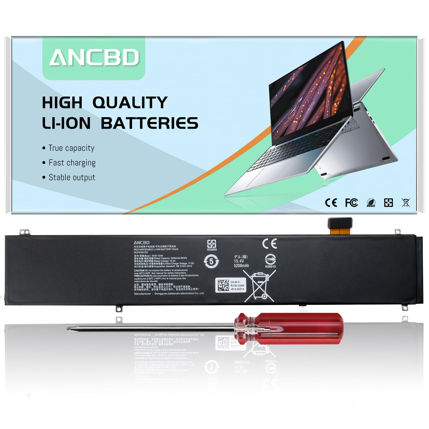 Photo 1 of RC30-0248 RZ09-02385 Laptop Battery for Razer Blade Advanced 15 2018 2019 2020 2021 RTX 2060 2070 2080 RZ09-02386 RZ09-02386E92 RZ09-02486 RZ09-02886 RZ09-02887 RZ09-02888 RZ09-0301 RZ09-03135 80Wh