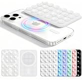 Anteel 2026 Upgraded Magnetic Suction Phone Holder, Clear Silicone Suction Sticky Grip Holder for iPhone 12 13 14 15 16 17 Series, Suction Mirror Hands-Free Selfie/Video for TikTok Creator/Influencer