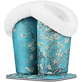 Fintie Plush Lined Double Eyeglasses Holder with Magnetic Base, Glasses Stand Case Organizer for Desk, Nightstand, Office, Blossom