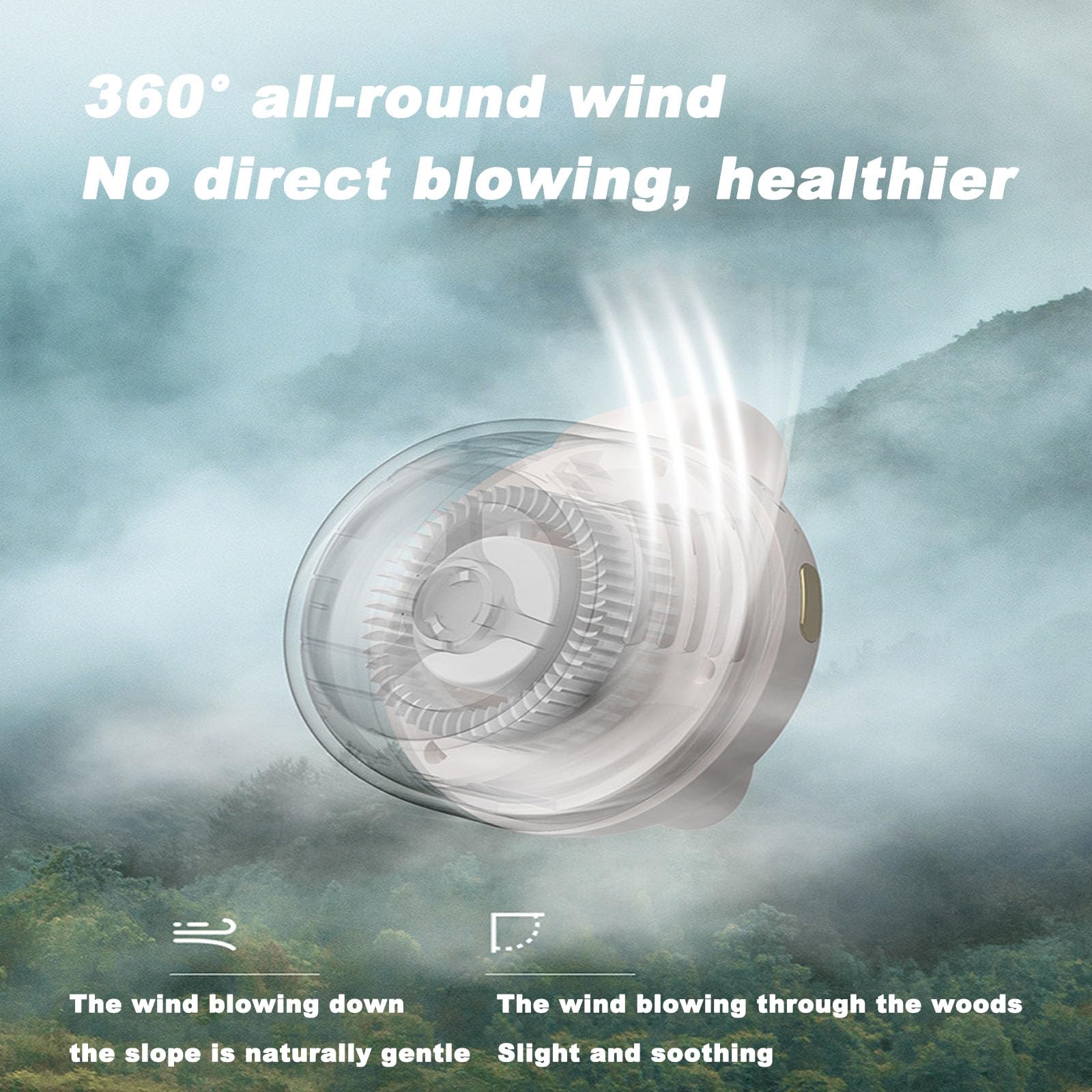 Portable Silent Mini Bladeless Electric Fan, Mini Whirlwind Fan for Waist Clip Fan, 3 Speeds Hands-Free Neck Fan, Suitable for Outdoor & Travel & Office, Gift (White)