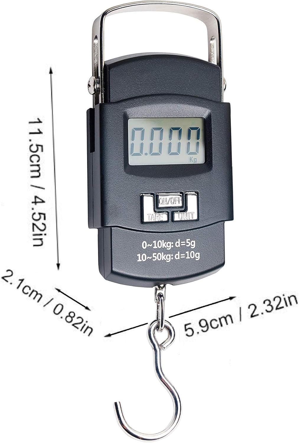 Rhorawill Portable Handheld Travel Luggage Electronic Scale, Digital LCD Hanging Suitcase Weighting Scale 110lbs with Tare Backlight Function Gift For Traveler, Silver, Fishing Luggage: Kitchen & Dining