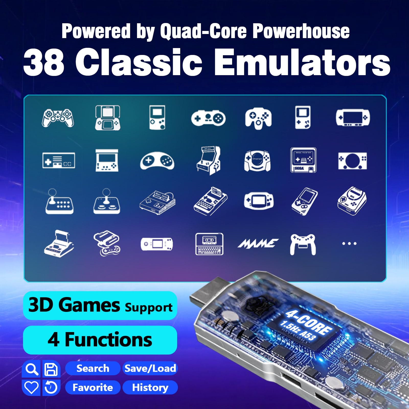 Upgrade Retro Game Stick Pro, Wireless Retro Gaming Console with 40000+ Games, Built-in 38 Game Emulators, Plug and Play Video Games for TV, 4K, Retro Game Console with Dual 2.4G Controllers (64G)