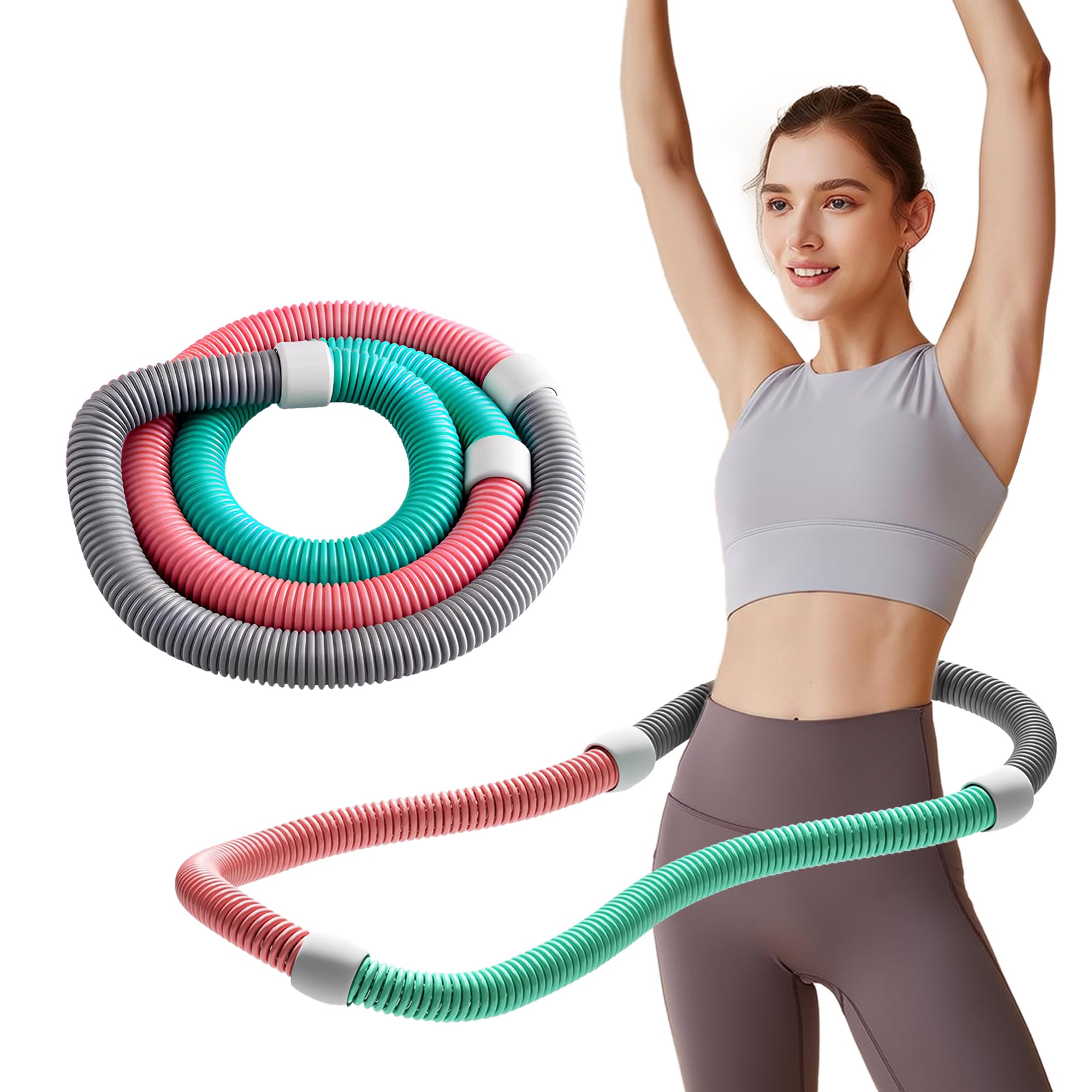 Photo 1 of Weighted Soft Spring Hula Hoop for Adults, 3lb Foldable for Home and Travel, Portable Slimming Fitness Hoop for Weight Loss, Waist-Friendly Design, Upgraded Closed Silent Version