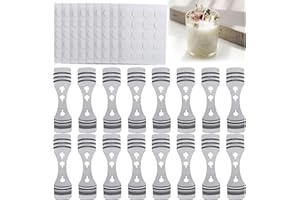 DINGPAI 20pcs Candle Wick Holder, 180pcs Candle Wick Stickers, Silver Stainless Steel Candle Wick Centering Devices, Candle Making Supplies for Candle Making, Candle DIY