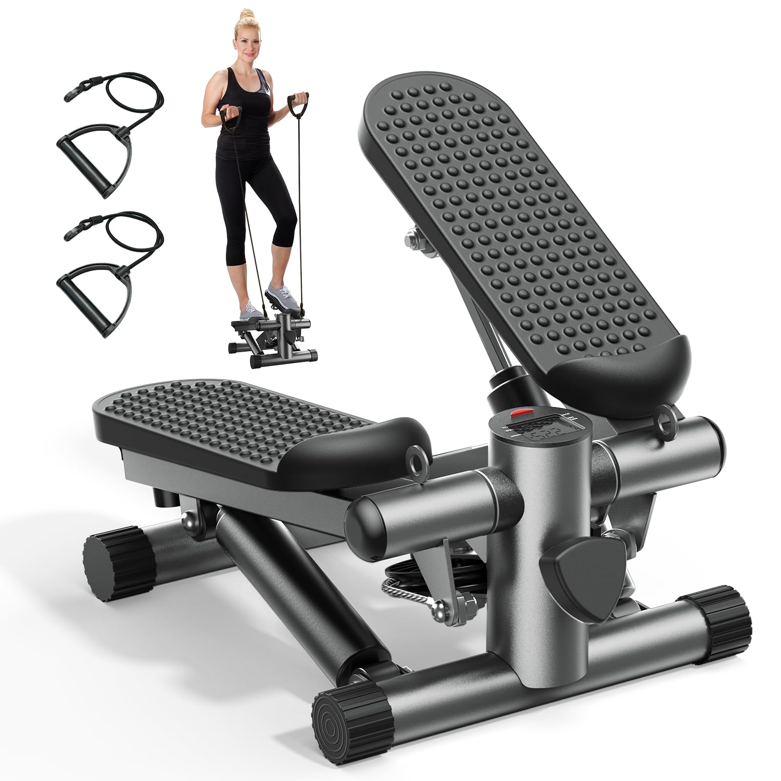 Photo 1 of (SEE MOTES) YMNHNB Mini Stepper with Resistance Bands, Stair Stepper for Exercise at Home, Compact Hydraulic Fitness Machine, Adjustable Step Height, Quiet Design, 300LBS Capacity, Calories, and Steps Tracking