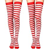 SATINIOR Mardi Gras Women Thigh High Socks Mardi Gras Striped Long Stockings Women over Knee High Socks Gifts