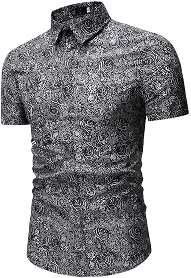 mens short sleeve black shirt slim fit